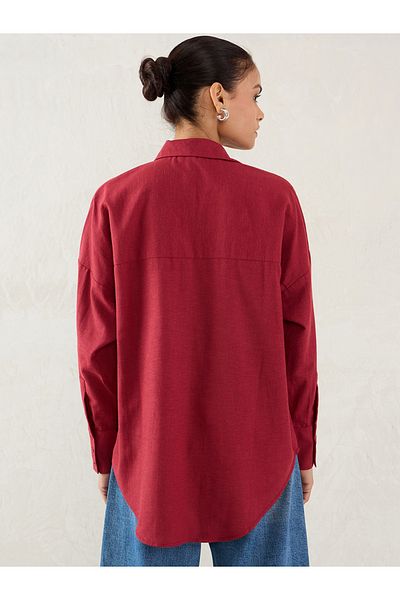 Femmella By Styli Cranberry Pocket Detail Buttoned Shirt