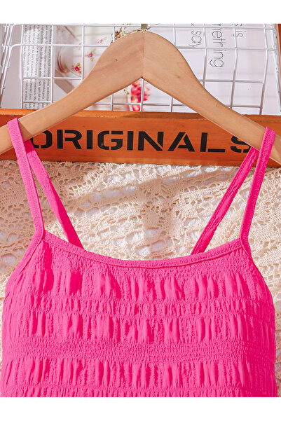 Take Two By Styli Solid Ruffle Hem Textured Cami Dress