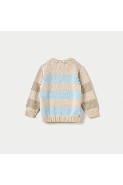 Juniors Colourblock Sweater with Long Sleeves and Crew Neck
