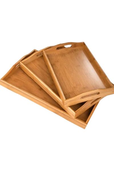 intoku Bamboo 3 Tray Set