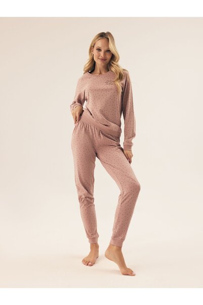 ESOTIQ Set pijama pentru femei, format din două piese, tricou cu mânecă lungă...