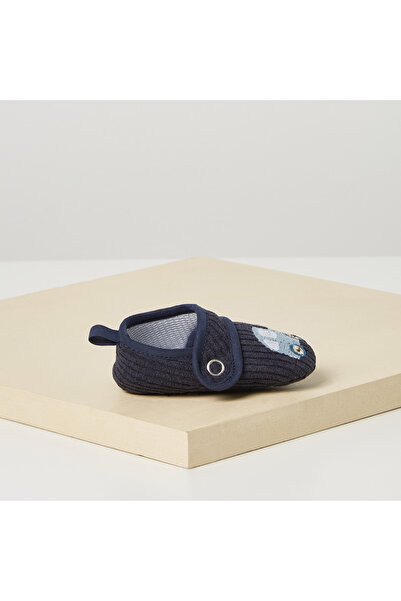 Juniors Car Embroidered Booties with Button Detail