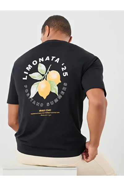 Styli Back Graphic Print Short Sleeve Oversized T-Shirt