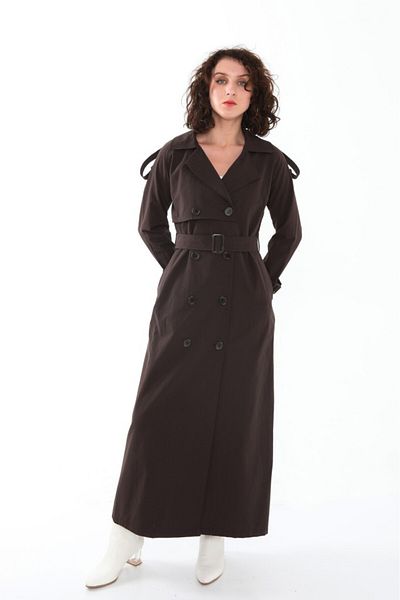 Jamila Raglan Sleeve Summer Unlined Full Length Women's Trench Coat, Cap
