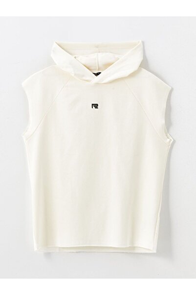 LC Waikiki Ecru Hooded Printed Men's Sleeveless T-Shirt