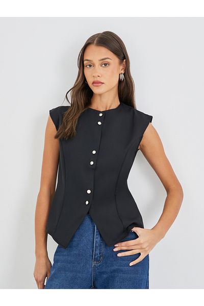 Styli Button Down Sleeveless Waistcoat