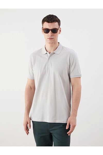 LC Waikiki Ανδρικό μπλουζάκι LCWAIKIKI Classic γκρι γιακά πόλο με κοντό μανίκι