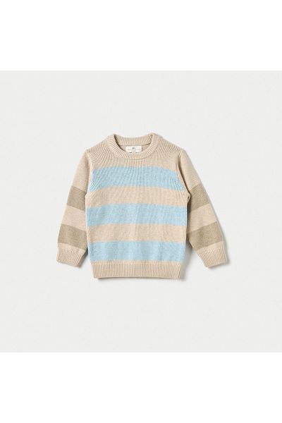 Juniors Colourblock Sweater with Long Sleeves and Crew Neck