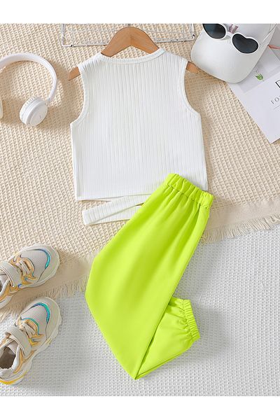 Take Two By Styli Graphic Print Round Neck Tank and Pocket Detail Joggers Set