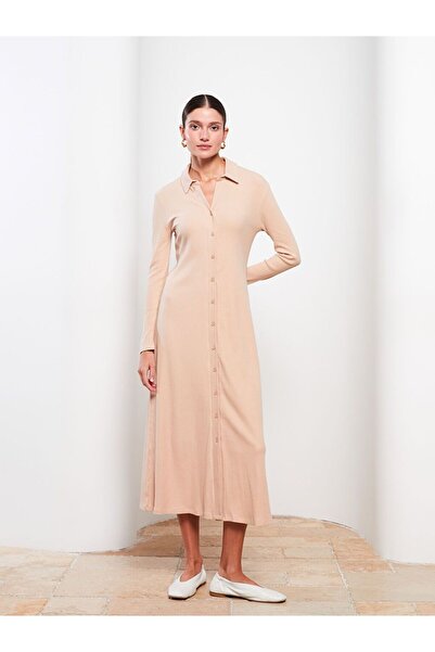 LC Waikiki Polo Neck Plain Long Sleeve Dress