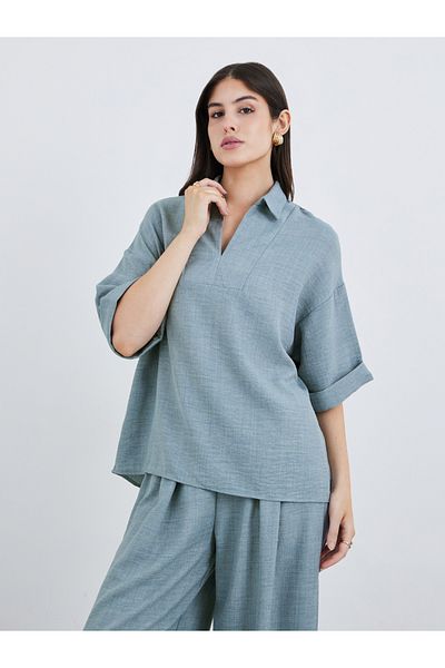 Styli Oversized Short Sleeve Top and Wide Leg Pants Modest Set