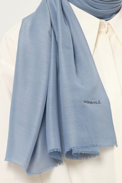 Madame Polo Plain Cheesecloth Shawl Thin Lightweight Summer Shawl Blue