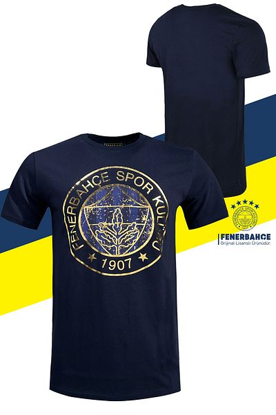 Fenerbahçe Αυθεντικό αθλητικό μπλουζάκι με λογότυπο με άσπρο φύλλο με άδεια χρήσης