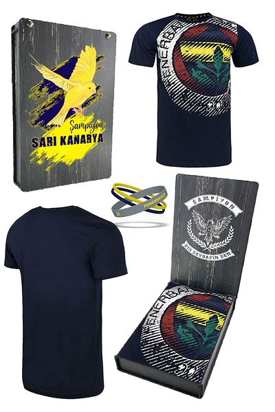 Fenerbahçe Γνήσιο Αθλητικό T-Shirt με λογότυπο 6 χρωμάτων με άδεια χρήσης + Σετ βραχιολάκι Δώρο με ξύλινο κουτί