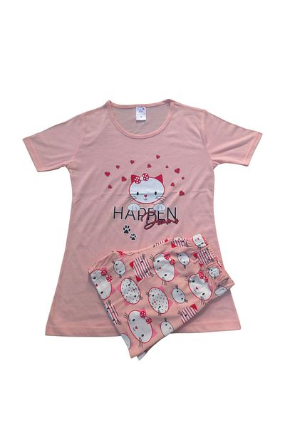 Asel Women's Short Sleeve Cotton Lycra Pajama Set with Shorts