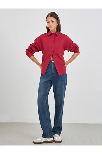 Styli Solid Long Sleeve Oversized Shirt