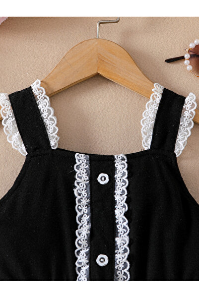 Take Two By Styli Color Block Lace Trim Cami Dress with Bow Detail