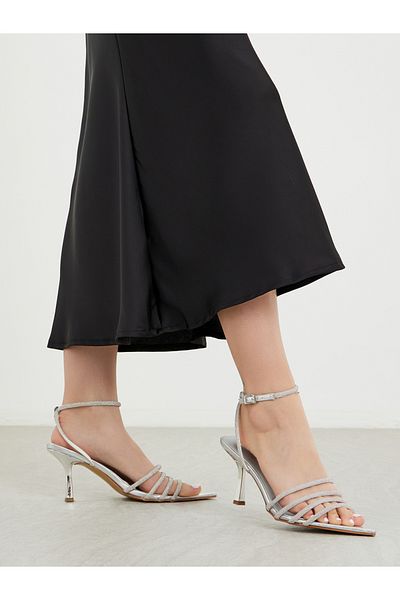 Styli Ankle Strap Embellished Stiletto Heel Sandals