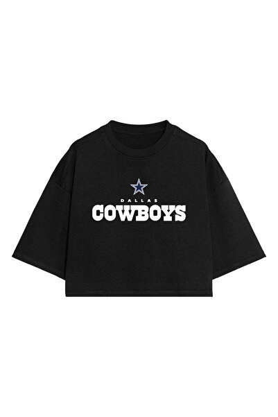 BA Sportswear تي شيرت دالاس كاوبويز لكرة القدم باللون الأسود مقاس كبير