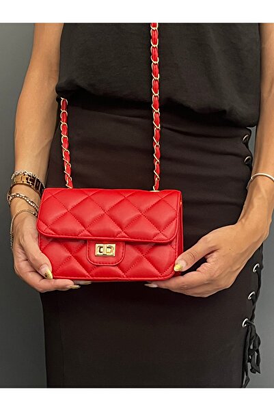 Melos Butik Mini geantă de mână și de umăr pentru femei, roșie, cu închidere ...