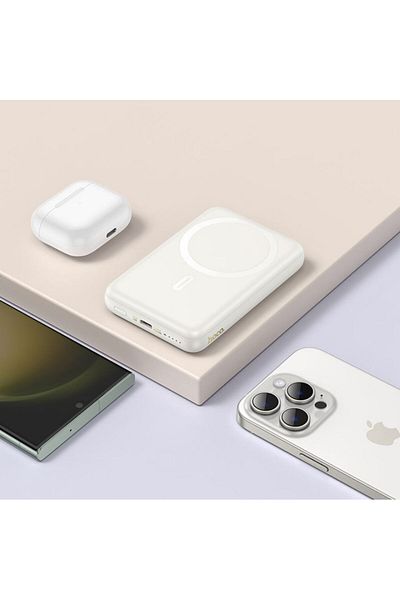 REDz Accessories Hoco J141 Magsafe Battery, Ultra Slim Powerbank, 10,000mAh Capacity, Fast Wireless Charging, White