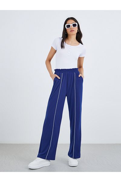 Styli Piping Detail Pants with Elastic Waistband