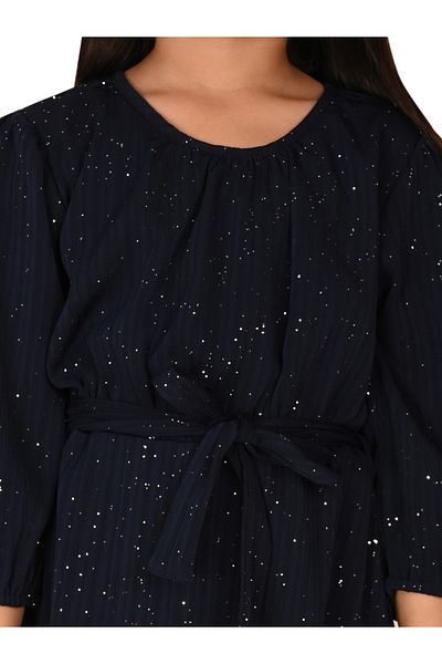 LilPicks By Styli Glittered Look Self Tie Up A-Line Dress