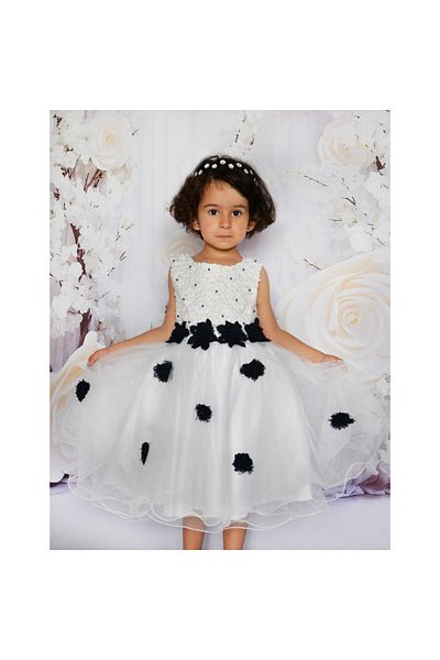OEM White dress with navy blue flowers
