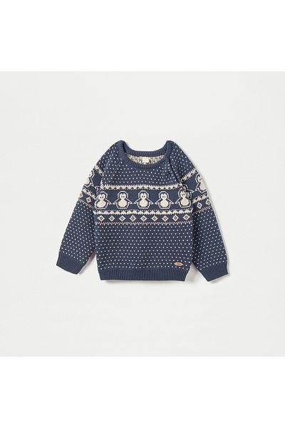 giggles Textured Pullover with Crew Neck and Long Sleeves