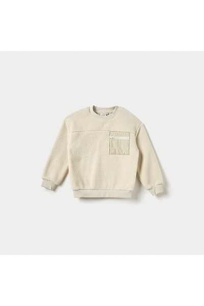 Juniors Textured Pullover with Crew Neck and Long Sleeves