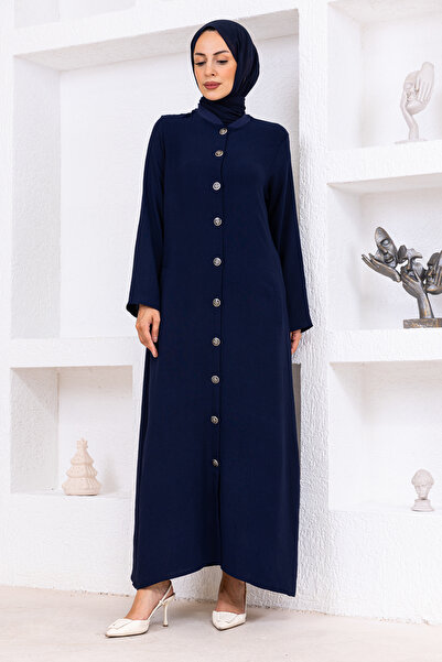 OKTAYUSTA COLLECTİON Απλό καθημερινό τσέπη με κουμπί πλήρους μήκους Ferace Navy Blue