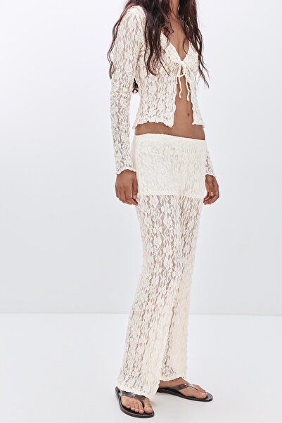 Pull & Bear Dantel çan paça pantolon