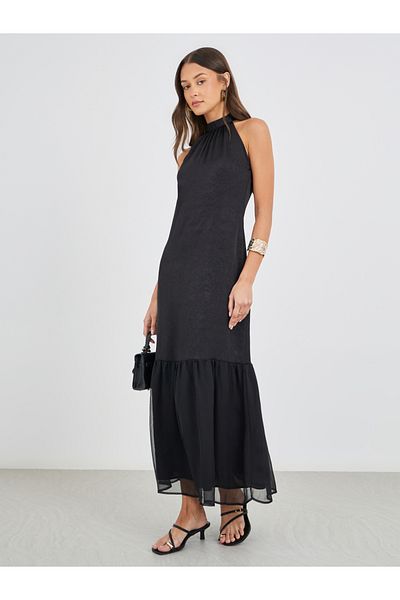 Styli Plain Halter Neck Sheath Maxi Dress