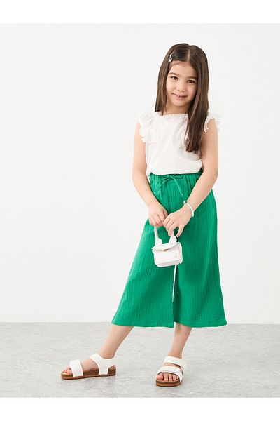 Styli Textured Wide Leg Pants with Drawstring