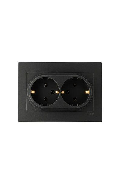 EXEN Priză dublă încastrată, 16A, 250V, SCHUKO neagră / 200-141403-245