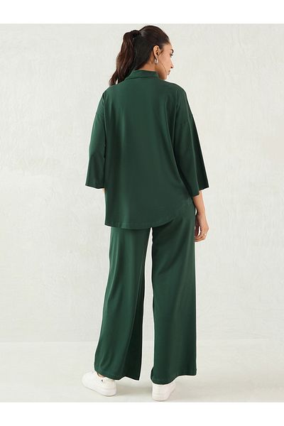 Femmella By Styli Cotton Knit High Neck Top and Pants Co-Ords