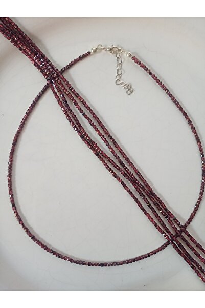 Mudita Tasarım 2x2 küp kesim orijinal gerçek doğal LaL ( granat ) taşı kolye