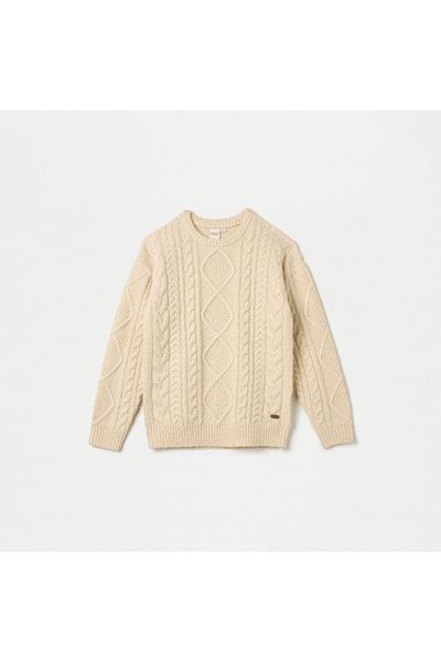 ELIGO Textured Sweater with Crew Neck and Long Sleeves