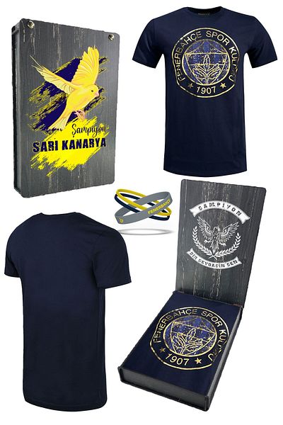 Fenerbahçe Γνήσιο αθλητικό μπλουζάκι με λογότυπο με άσπρο φύλλο με άδεια χρήσης + σετ βραχιολιών δώρο με ξύλινο κουτί