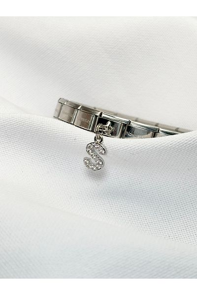 Sumen Butik Letter S Stone Hanging Italian Bracelet Charm, Charm