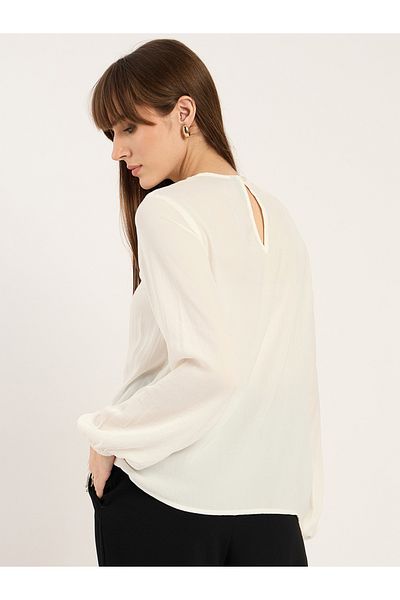 Femmella By Styli White Lace Hem Long Sleeve Top