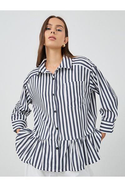 Styli Striped Buttoned Oversized Shirt