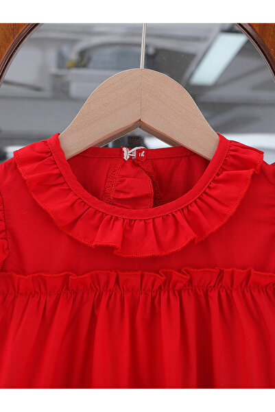 Take Two By Styli Solid Round Neck Ruffled Dress