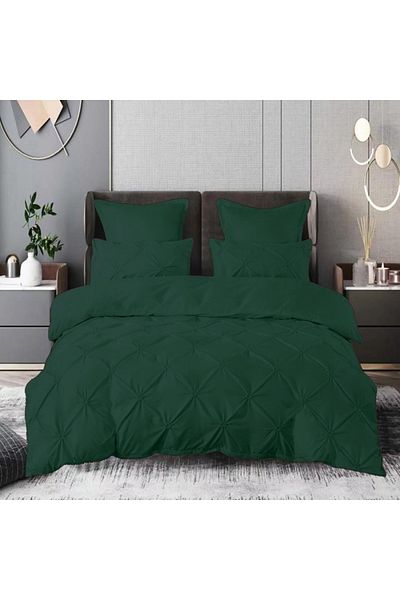 RALEX PUCIOASA Lenjerie de Pat Dublu, Bumbac Tip Finet, 6 piese, Uni, 230x250 cm, Culoare Verde Petrol