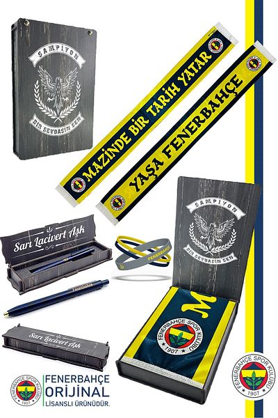Fenerbahçe Original Licensed Mazinde a History Satin Shawl Scarf + Pen + Wrist