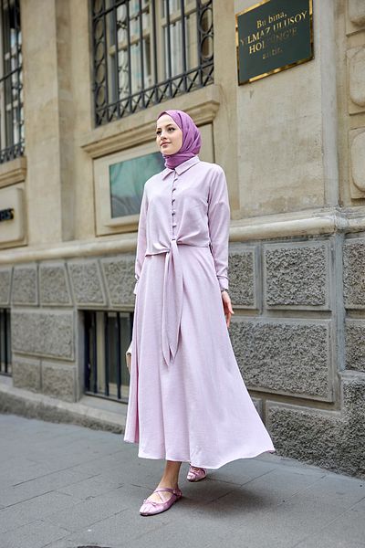LOCCO Women's Shirt Tie-Up Linen Suit Pink