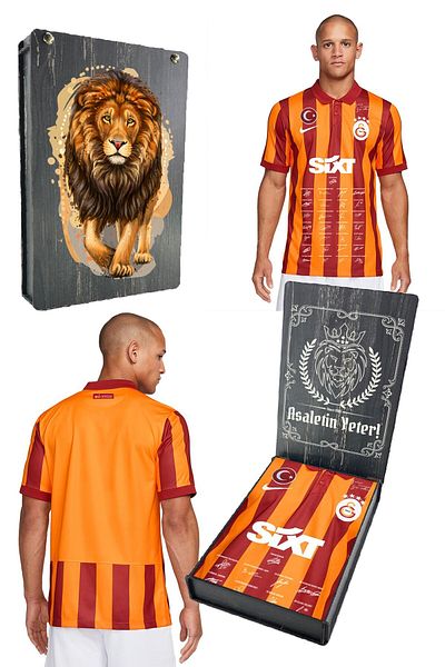 Galatasaray Original Licensed 100Th Year Signed Jersey Gs Lion Printed Gift Wooden Boxed