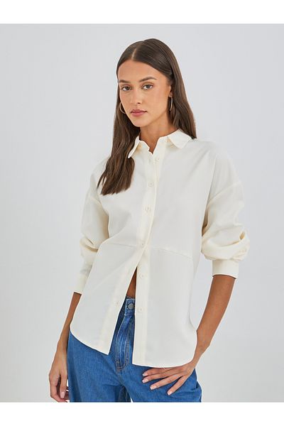 Styli Solid Long Sleeve Oversized Shirt