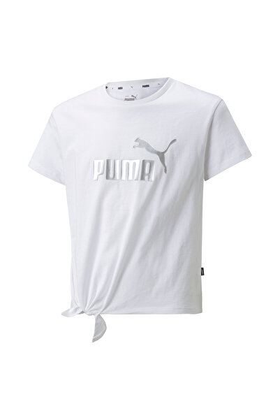 Puma Youth Girls Essentials+ Logo Knotted T-Shirt - White