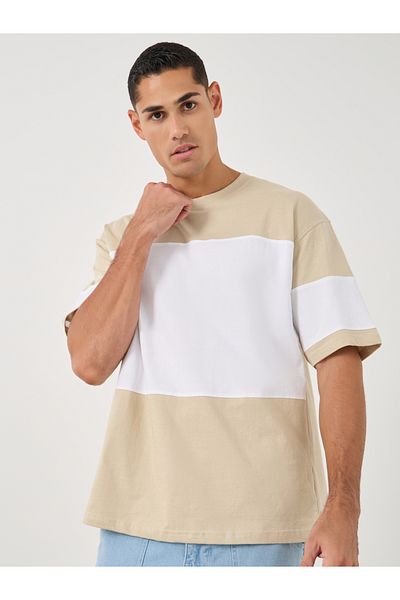 Styli Color Block Oversized Round Neck T-Shirt